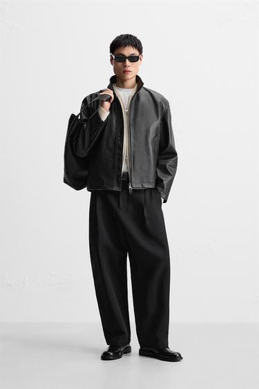 LEATHER-EFFECT JACKET - Black by Zara