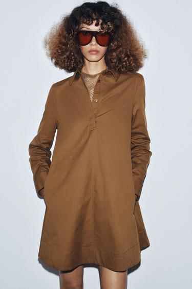 ZW COLLECTION POPLIN SHIRT DRESS - Tan marl by Zara