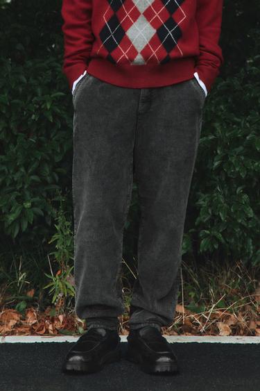 CARROT FIT CORDUROY TROUSERS - Dark grey by Zara