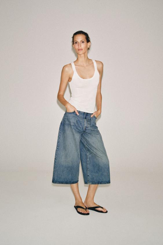 ZW COLLECTION MID-WAIST DENIM BERMUDA SHORTS - Blue by Zara - Image 0