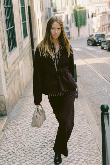 CONTRAST TROUSERS - Wine by Zara