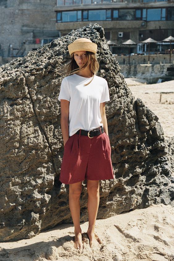 100% RAFFIA CAP WITH TURN-UP HEM - Light beige by Zara - Image 0