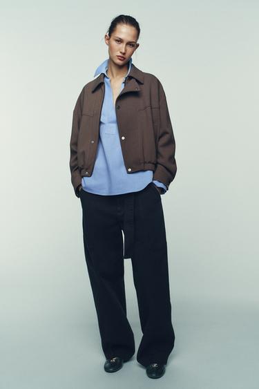 CROSSOVER BOMBER JACKET - camel by Zara