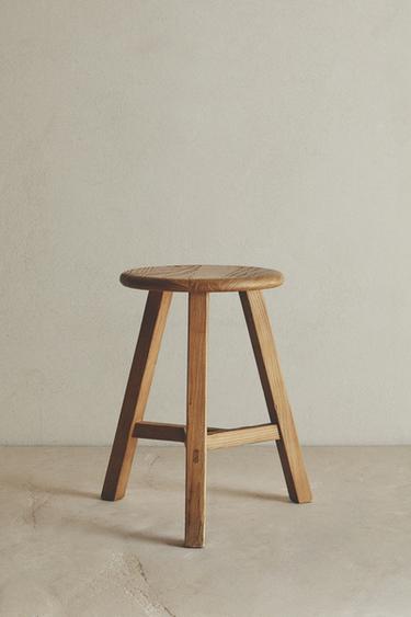 ELM WOOD STOOL - Light beige by Zara