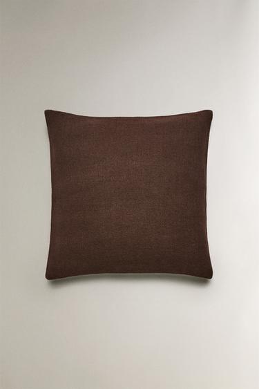 JUTE AND COTTON CUSHION COVER - Brown by Zara - Image 0