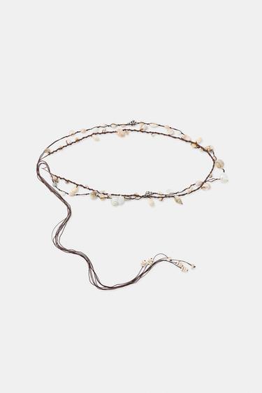 CORD BELT WITH SHELLS - Brown by Zara