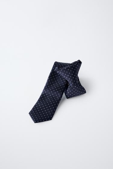 POLKA DOT PRINT TIE - Blue by Zara