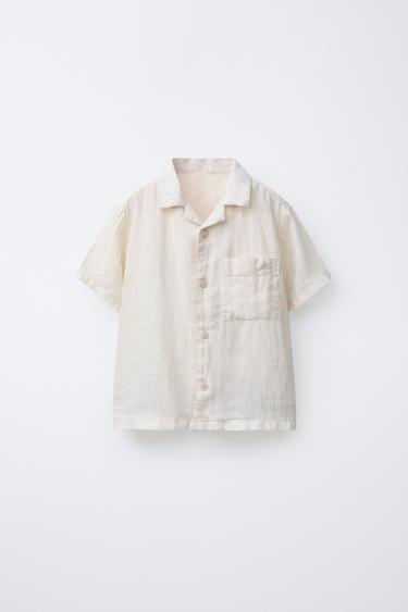 100% LINEN SHIRT - Light beige by Zara - Image 0