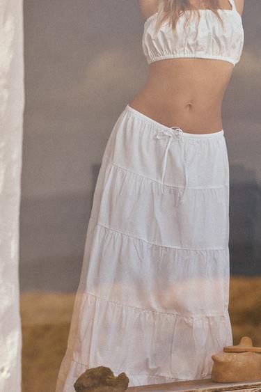 PANELLED LONG SKIRT - Oyster-white by Zara