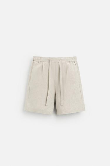 100% LINEN BERMUDA SHORTS - Light beige by Zara