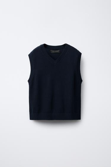 KNIT VEST - Navy blue by Zara