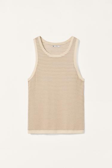 LIMITED EDITION STRIPED KNIT TANK TOP - Mid-ecru by Zara