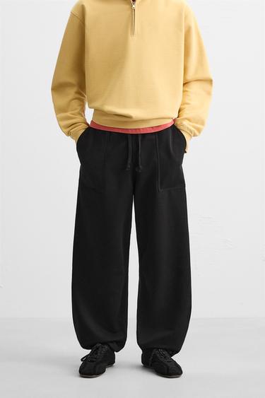 WIDE FIT JOGGING TROUSERS - Black by Zara