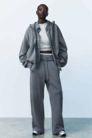 STRAIGHT-LEG PLUSH TROUSERS - Anthracite grey by Zara
