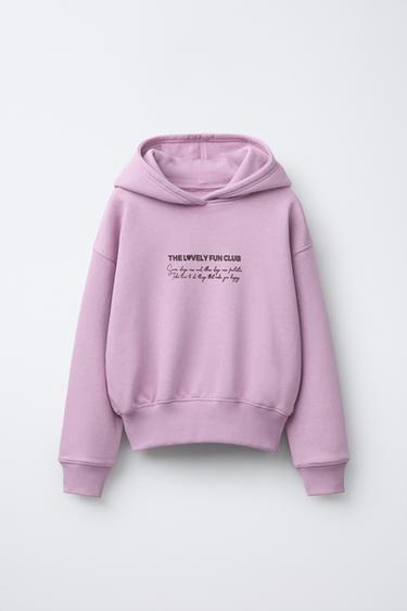JOGGING HOODIE WITH TEXT - Pink by Zara