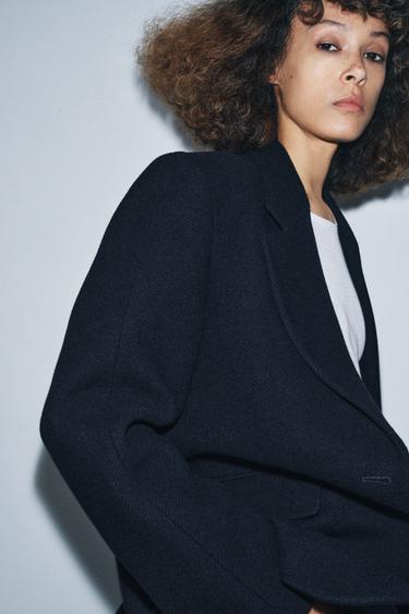 OVERSIZE WOOL BLEND BLAZER ZW COLLECTION - Navy blue by Zara