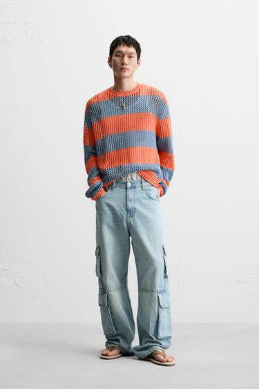 OPEN KNIT TEXTURED SWEATER - Orange by Zara - Image 0