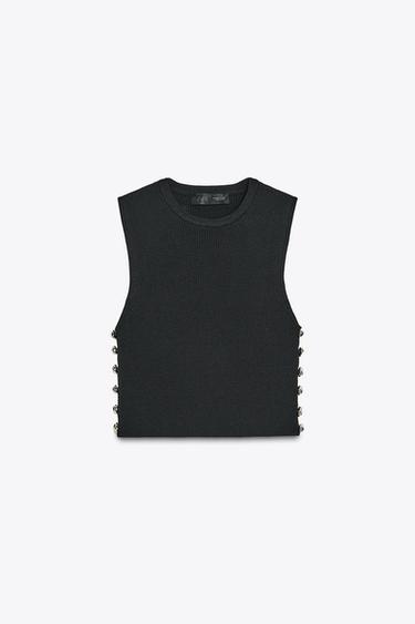 RIB KNIT TOP - Black by Zara