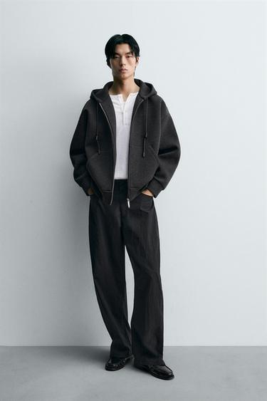 NEOPRENE-EFFECT HOODIE - Dark grey by Zara