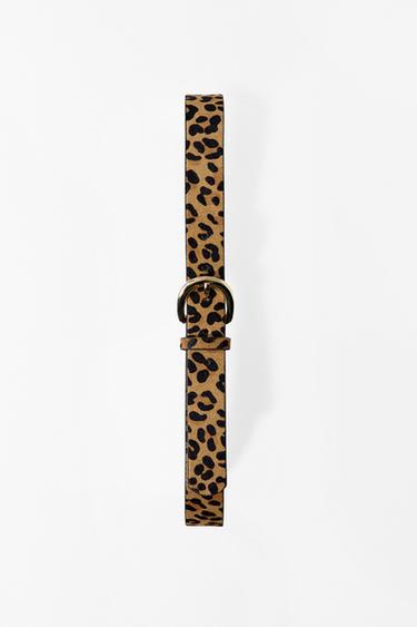 100% LEATHER ANIMAL PRINT BELT - Leopard by Zara