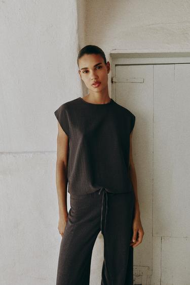 RUSTIC SLEEVELESS TOP - Anthracite grey by Zara