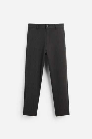 TEXTURED COMFORT TROUSERS - Brown marl by Zara