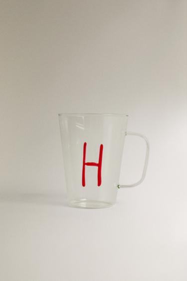 BOROSILICATE MUG WITH INITIAL H - Red by Zara