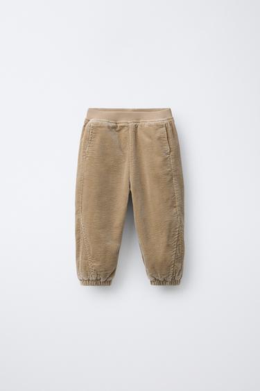 CORDUROY FLEECE JOGGERS - Sand by Zara