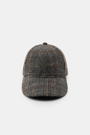 CHECK WOOL CAP - Grey by Zara