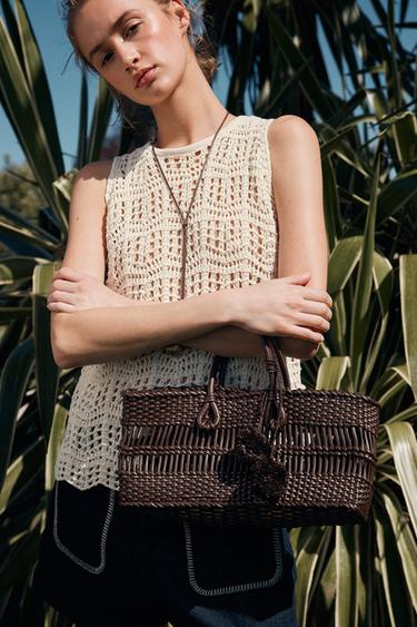 BRAIDED HANDBAG - Chocolate by Zara - Image 0