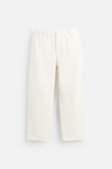 TEXTURED REGULAR FIT TROUSERS - Ecru by Zara