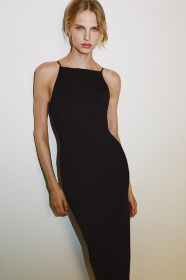 POLYAMIDE BLEND MIDI DRESS - Black by Zara