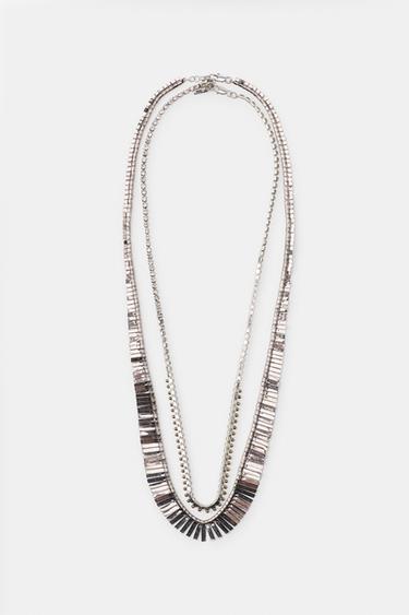 PACK OF 2 METAL NECKLACES WITH SHINY PLATES - Silver by Zara