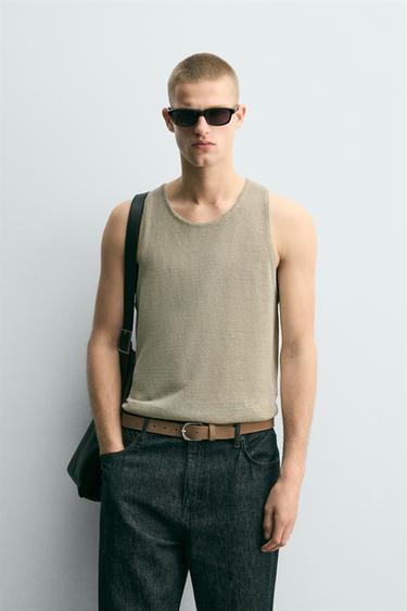 RELAXED FIT KNIT TANK TOP - Light green by Zara