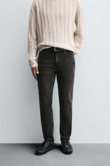 BASIC SLIM FIT JEANS - Grey / Beige by Zara