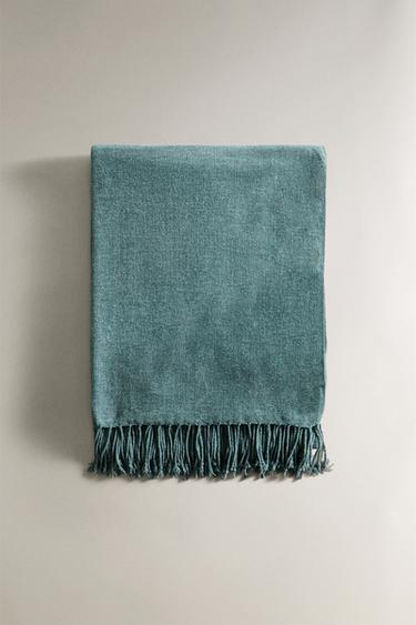 CHENILLE THROW - Blue marl by Zara