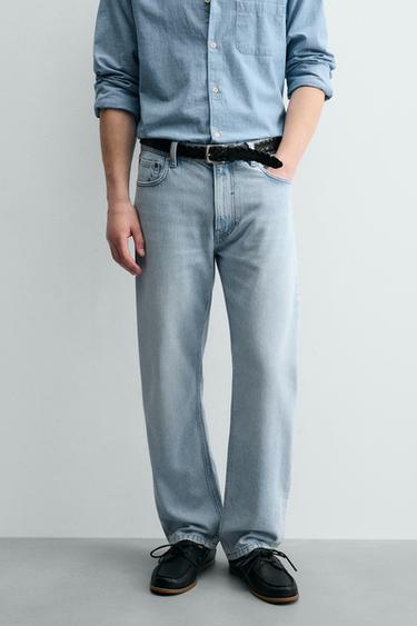 COTTON-LYOCELL STRAIGHT-LEG JEANS - Light blue by Zara