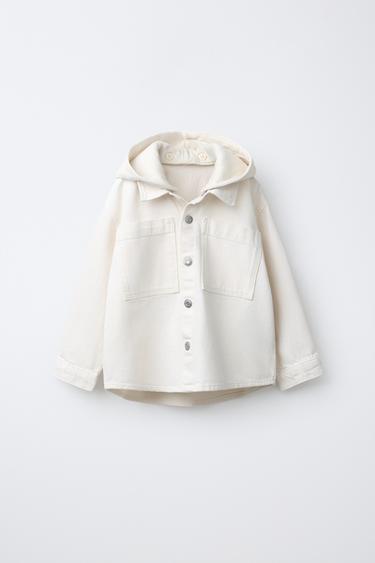TWILL OVERSHIRT WITH DETACHABLE HOOD - Ecru by Zara
