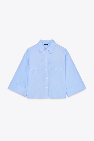 SHORT OXFORD SHIRT - Light blue by Zara - Image 0