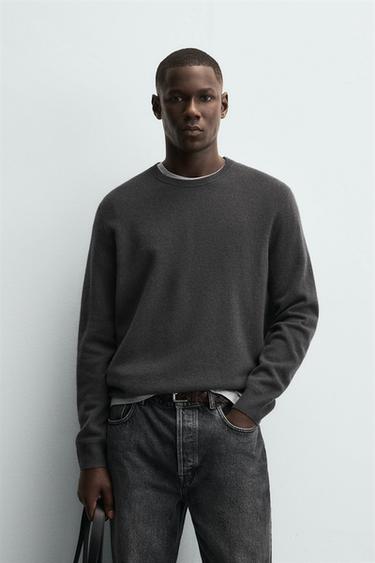 WOOL - CASHMERE SWEATER - Taupe grey by Zara