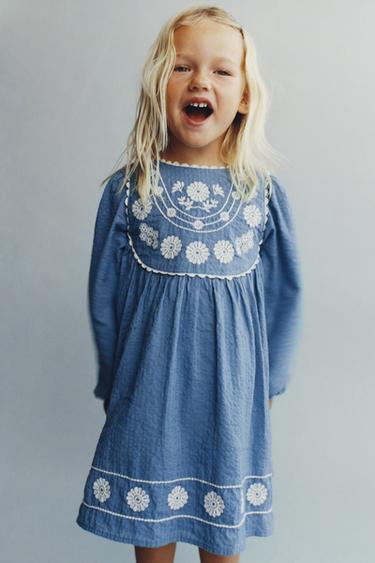 EMBROIDERED FLORAL DRESS - Blue by Zara