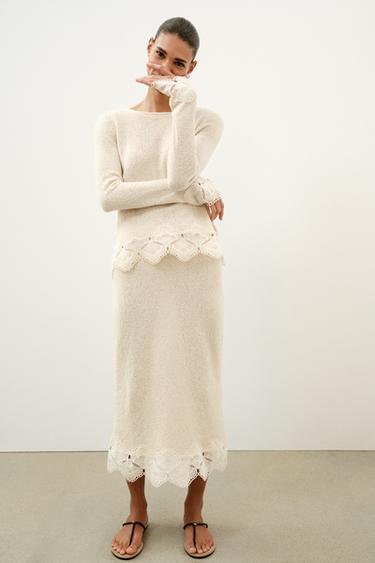 RUSTIC CROCHET SKIRT - Sand by Zara