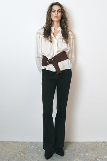 LACE INSERT SHIRT - Ecru by Zara - Image 0