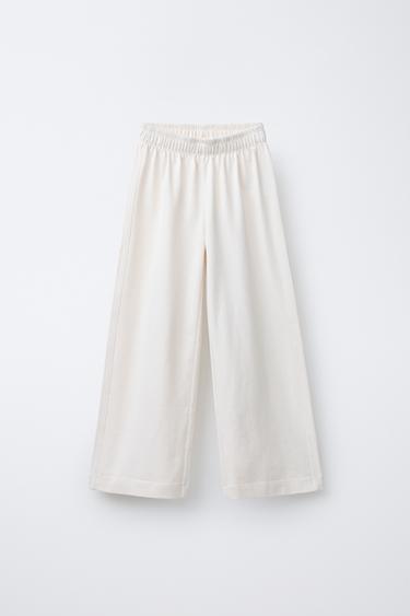 HEAVYWEIGHT WIDE-LEG TROUSERS - Ecru by Zara