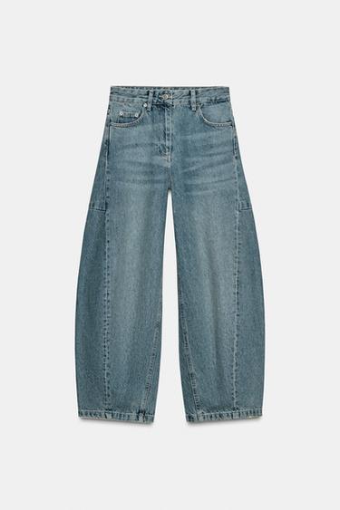 ZW COLLECTION ANKLE BALLOON MID-WAIST JEANS - Light blue by Zara
