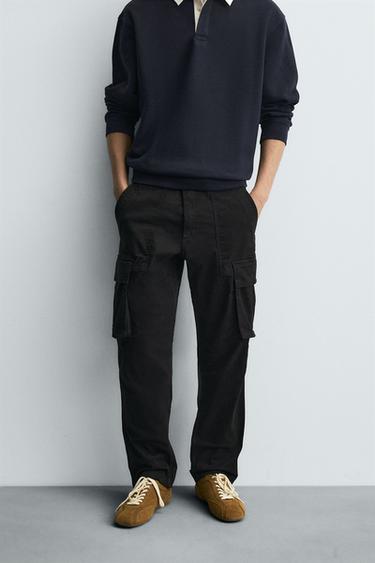 RELAXED FIT CARGO TROUSERS - Black by Zara