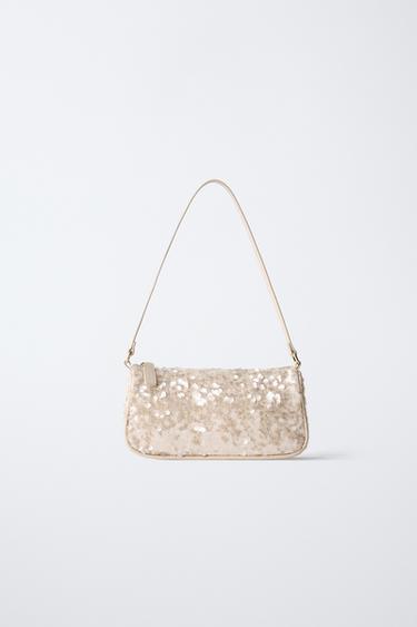 SEQUIN SHOULDER BAG - Ecru White by Zara