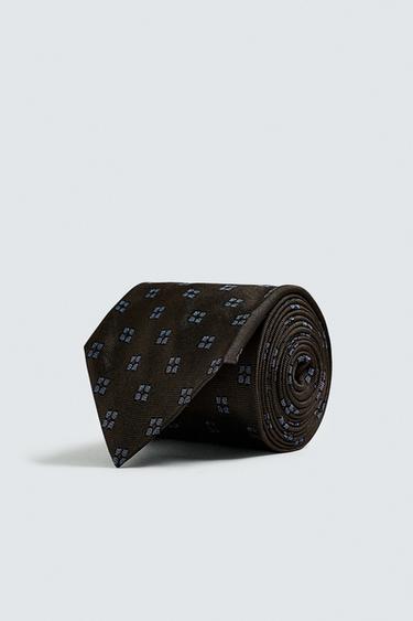 100% SILK JACQUARD TIE - Navy blue by Zara