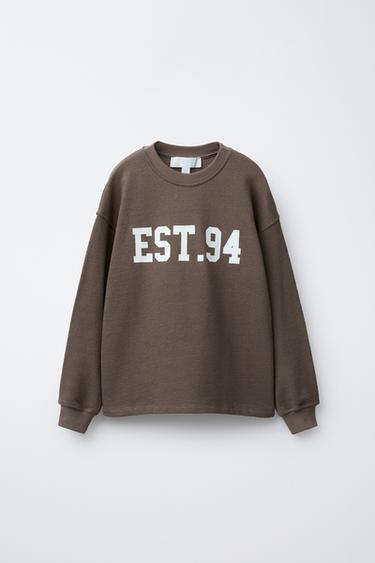 NUMBER PRINTED T-SHIRT - Brown / Taupe by Zara