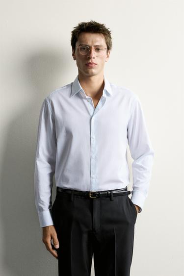 TEXTURED REGULAR FIT SHIRT - Green stripe by Zara